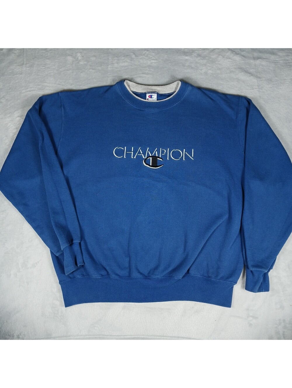 Vintage Champion Heavyweight Sweatshirt Men’s XXL Blue Shadow Spellout Pullover